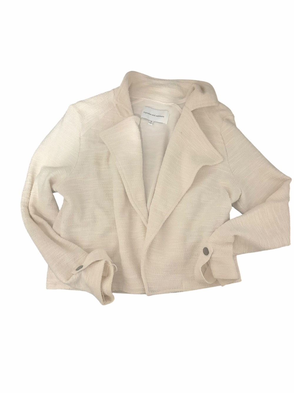 cupcakes & cashmere Ivory Open-Front Textured Blazer Jacket